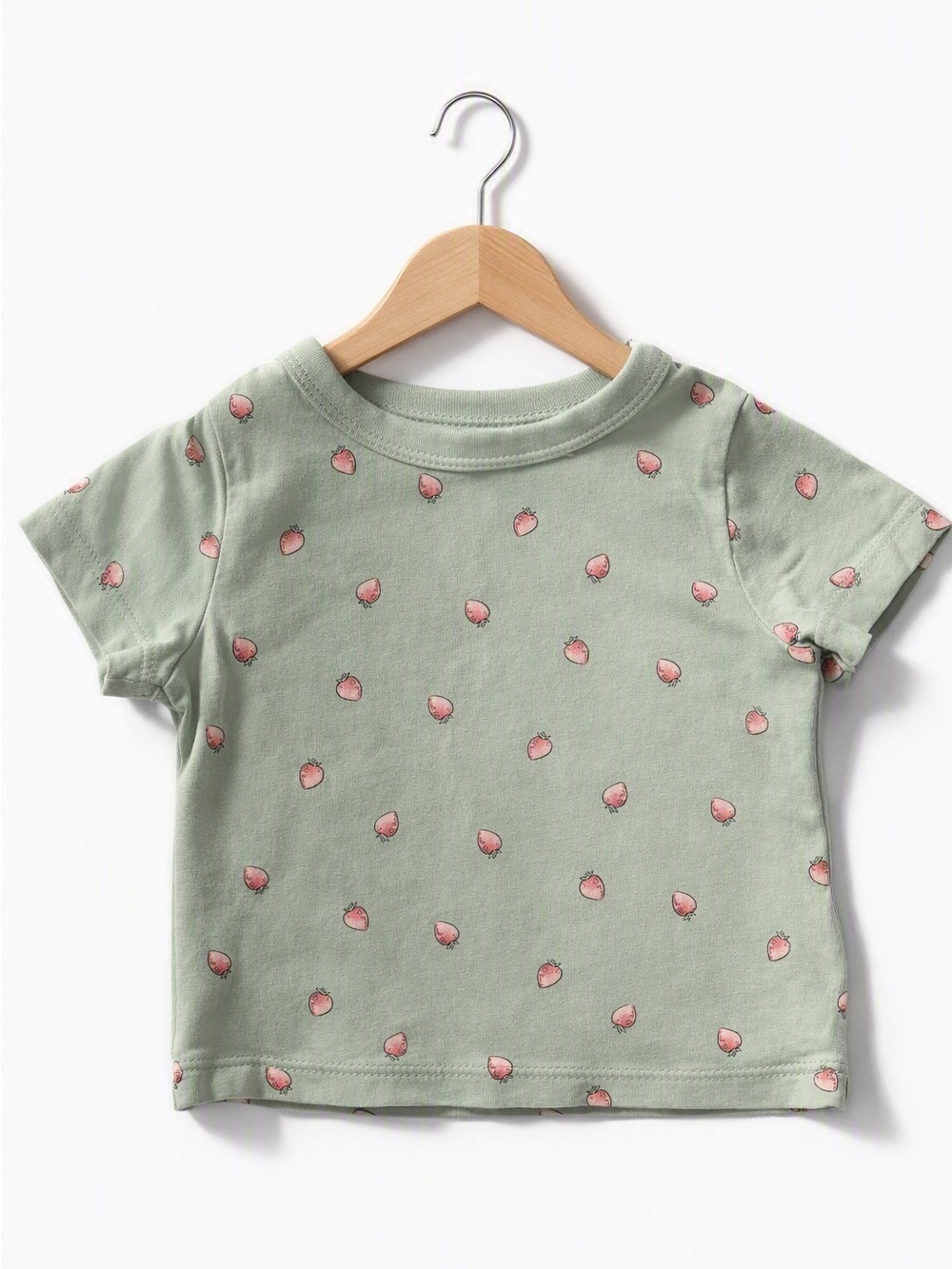 10/$15 Joe Fresh Sage Green Strawberry Print T-Shirt